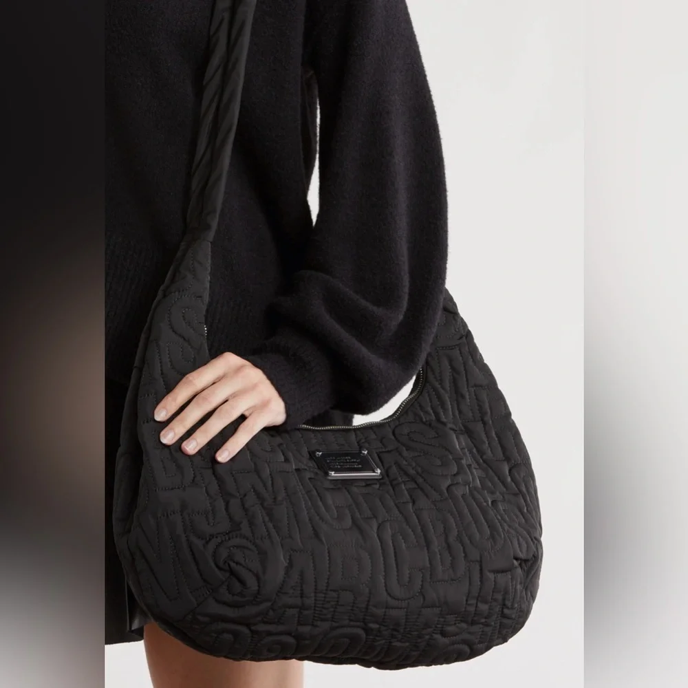 Marc Jacobs Black Quilted Logo Hobo Bag